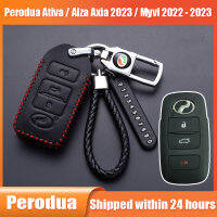 For Perodua Ativa / Alza Axia 2023 / Myvi 2022 - 2023 Remote Key Leather Case Cover Keychain Accessories