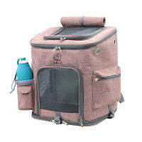 Cat Carrier กระเป๋า Breathable Holes พับ Travel Carrier กระเป๋าเป้สะพายหลังสำหรับแมวและสุนัขขนาดเล็ก Double Door Bag