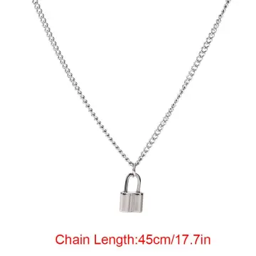Lock Chain Necklace With a Padlock Pendant Grunge Aesthetic Accessories