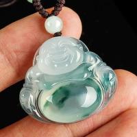 Real Burma Jadeite Buddha Pendant Feng Shui Charm Necklace Men Women Myanmar Emerald Jades Stone Buddha Statue Amulet Gift