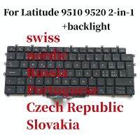 ✆ 100 NEW original For Dell Latitude 9510 9520 2in1 laptop keyboard with backlight SW NORDIC CZ RU PO