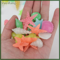 ruyifang 10pcs สีสันสดใสเรืองแสงหินปลาดาวหอยสังข์รูปเปลือกปลาตารางทางเดินสวนพิพิธภัณฑ์สัตว์น้ำตกแต่งสระว่ายน้ำภูมิทัศน์