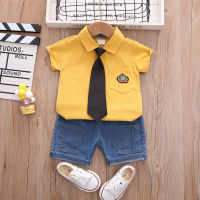 IENENS Summer Boys Clothing Sets 0-4 Years Baby Formal Wear Outfits 2PCS Kids Short Sleeves Shirts + Shorts Children Clothes Party Suits