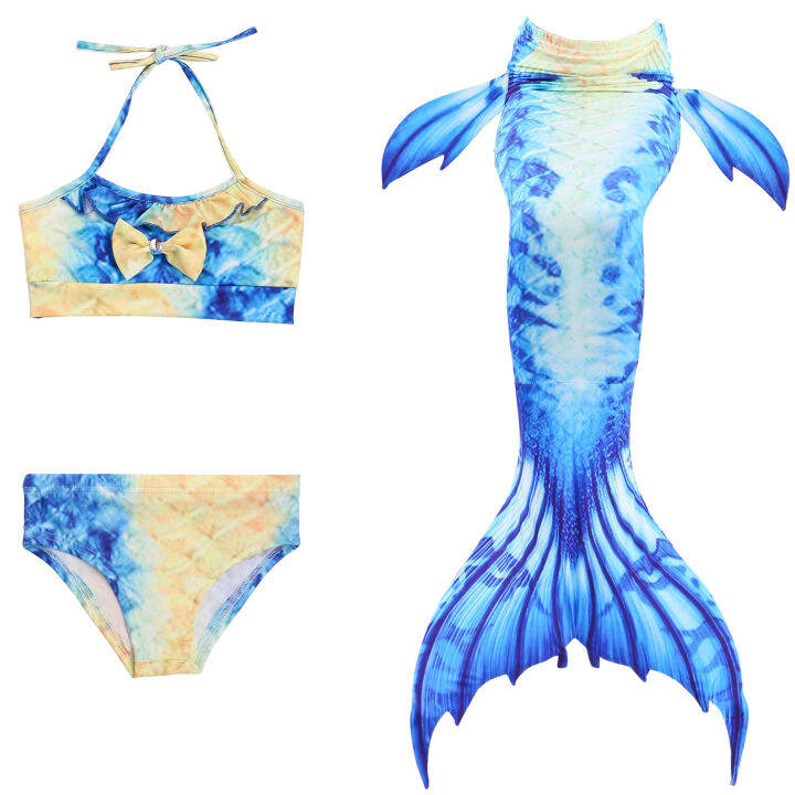 New 4-13years Girls Swimsuit 3Pieces Swimsuit 2023 Fashion Mermaid Tail ...