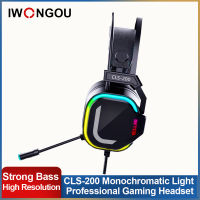 IWONGOU สายหูฟัง RGB หูฟังเล่นเกม2พื้นฐานยาวลวดชุดหูฟังกับ M Icro ศัพท์สูงเบสสำหรับพีซีคอมพิวเตอร์ Xbox Ps4เกม