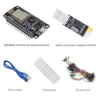 ESP-12E ESP8266 CP2102 Nodemcu Lua V3 WIFI Development Board Black Development Board +USB to Serial Port Module+Bread Board+65 Jumper+USB Cable