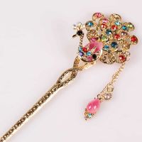 [COD] Ancient Hairpin Peacock Tassel Shake Korean Plate Hair Accessories Rhinestone Bridal Classic Wind