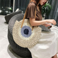 korean style Women Round luxury Handbag Summer Beach Rattan Woven Bag Large Handmade Knitted Straw sac main female messenger bag