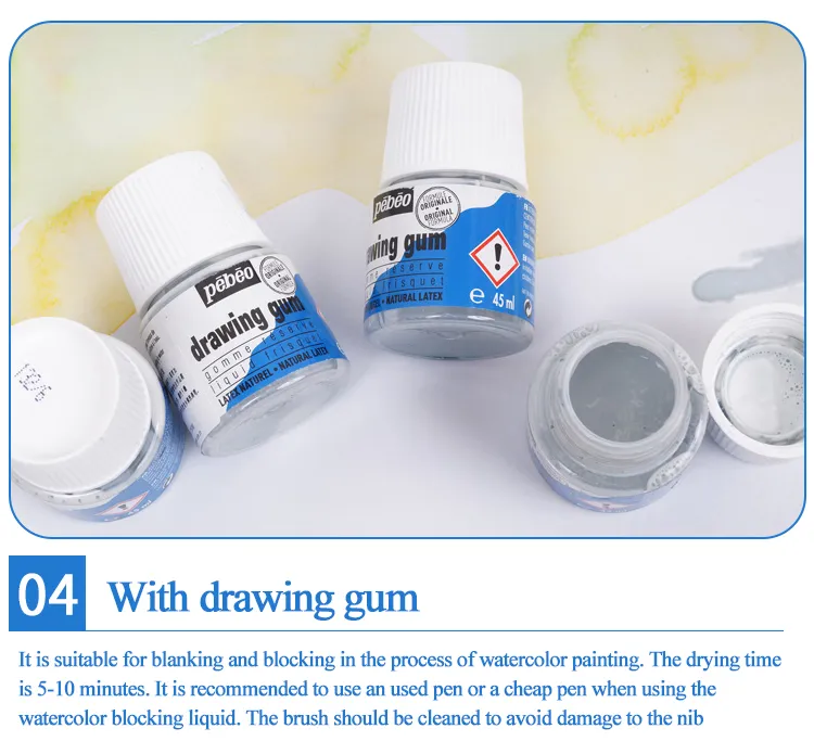 Pebeo Covering Blank Leaving White Marker Pen Drawing Gum 0.7/4mm  Watercolor Liquid Supplement Liquid Blocking Liquid 45ml Gum