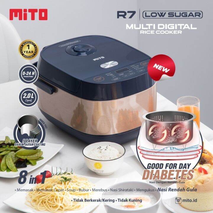RICE COOKER MITO R7 GLOW/RICE COOKER LOW SUGAR MITO 2 Liter 8 Fungsi