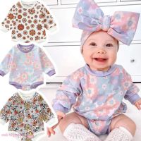 COD DSFERTEREERRE BABYGARDEN-Baby Girl Sweatshirt Romper Floral Print Crew Neck Long Sleeve Snaps Jumpsuit 0-24 Months