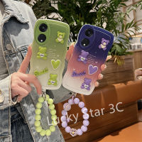 ปลอกอ่อนป้องกันลายคลื่นสำหรับ OPPO A58 A17k A78 Reno8 T 4G เคส Phone Case DIY แบบเต็มหน้าจอตุ๊กตาเคสโทรศัพท์รูปการ์ตูนไล่ระดับสีฝาหลังโทรศัพท์พร้อมกำไล