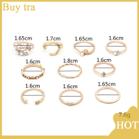 [Buytra] แหวนรูปดาวพระจันทร์10ชิ้น เซ็ตชุดเครื่องประดับโบฮีเมียนสำหรับผู้หญิงเครื่องประดับสำหรับเป็นของขวัญ