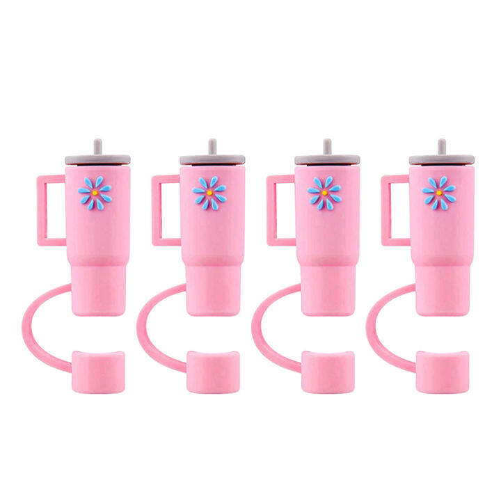 Dust Cap Straw Cover Cap 4PCS Silicone Straw Topper Compatible