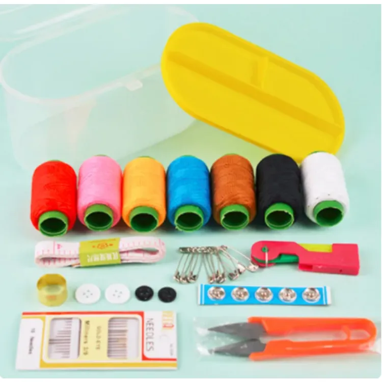 DIY Sewing Kit Set Sewing Accessories Coil Scissors Needle Sized Embroidery  Stitching Punch Needle with Storage Box