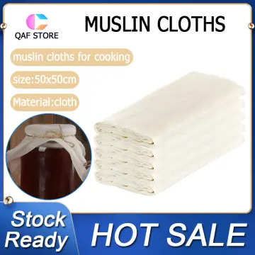 Muslin Cloths for Cooking, Pack of 5 (50X50CM), Unbleached, Cotton Reusable  and Washable Cheese Cloths for Straining 