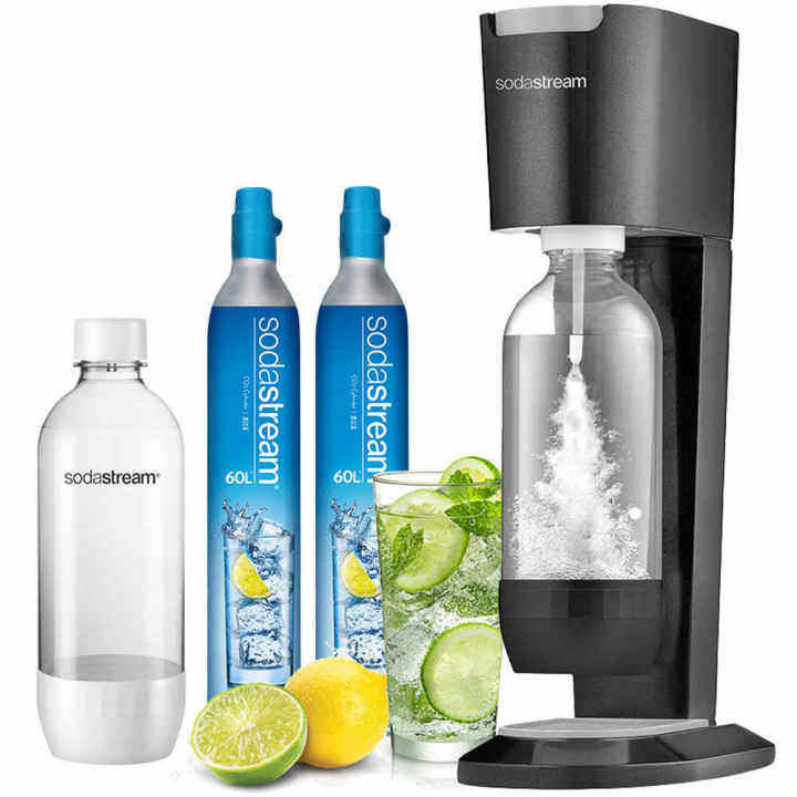 Soda Stream Genesis V2 เครื่องทำน้ำอัดลมสีดำ + กระบอกอัดลม 2p + 1L