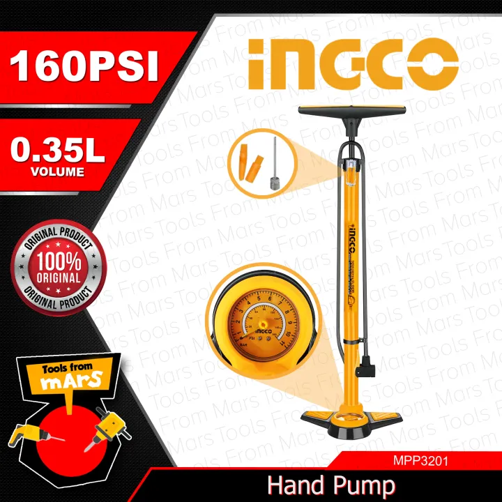 INGCO Tire Air Hand Pump Inflator Bike Wheel 32 x 580mm 160PSI MPP3201 •TOOLS FROM MARS• HT2