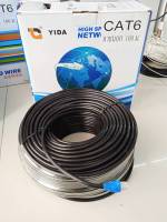 Cable lan cat6e 100/1000 จิ๊กบิท สายภายนอก ยาว 100 เมตร เข้าหัวแล้ว สายสัญญานอินเตอร์เน็ตภายนอก สายหนาเส้นใหญ่ สัญญานดีได้มาตราฐาน