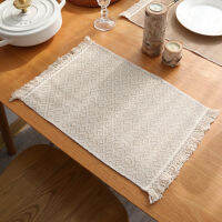 4pcs Jute Tassel Placemat Gourmet Photographing Table Mat Insulation Plate Mat