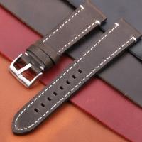 Cowhide Watchband 18 20 22 24mm Vintage Genuine Leather Replacement Watch Band Strap With Brushed Stainless Steel Buckle