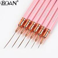 BQAN Professional Nail Art Liners Striping Brushes Tool Pink Metal Handle Drawing Detail Painting Blending Liner Nail Brush Artist Brushes Tools