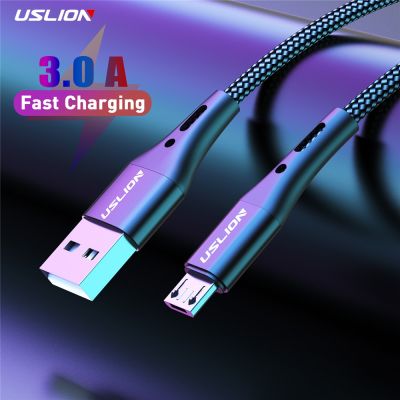 ◊✗ USLION Black Micro USB Cable Fast Charging For Xiaomi Android Mobile Phone Data Cable for Samsung Micro USB Charger Wires 3M/2M