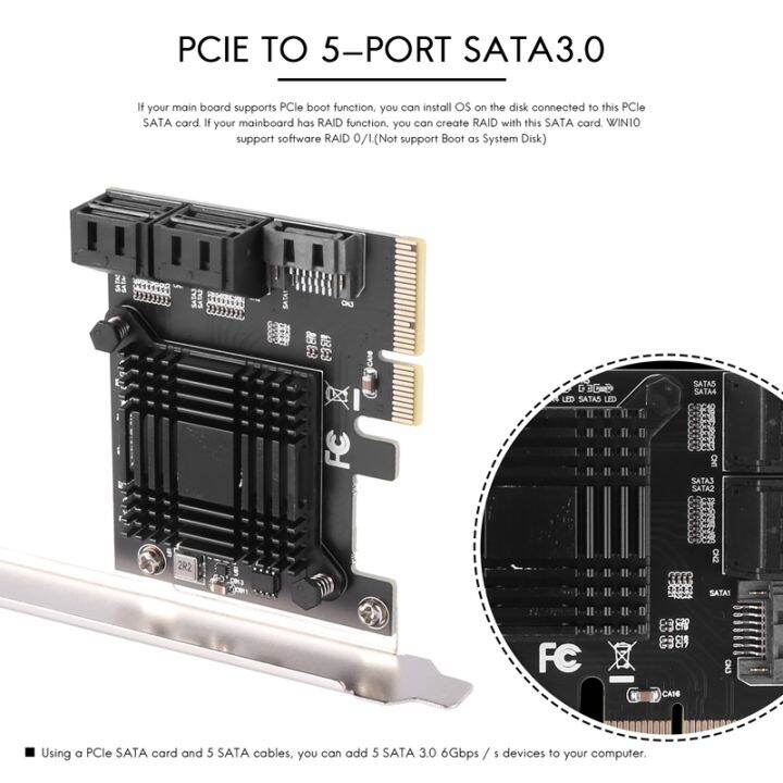 pcie-to-5-port-sata-iii-6-gbps-sata-controller-expansion-card-computer-chassis-adapter-card-jmb585-with-5-cables