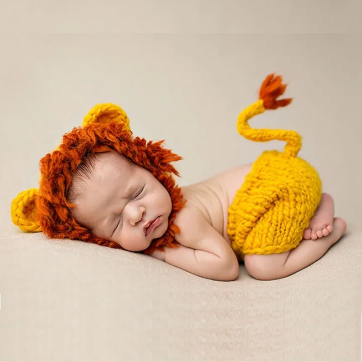 New Fotografia Cute Lion Baby Hats Newborn Photography Props Soft Hand-knit  Animal Recien Nacido Baby Photography Props - intl | Lazada Singapore