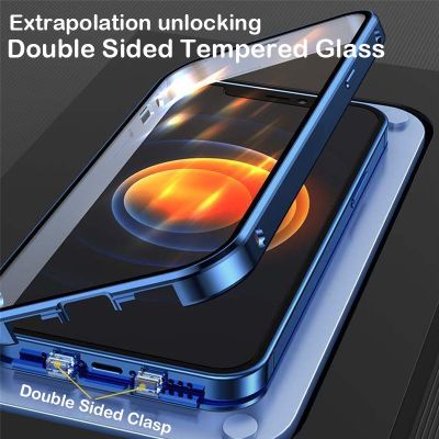 「Enjoy electronic」 360 Shockproof Full Lens Protection Magnetic Metal Snap Case For iPhone 13 12 11 Pro Max 12Mini 13Mini Double Sided Glass Cover