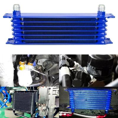 Universal 7 Row AN10 Engine Transmission Oil Cooler Trust Racing Performance Aluminum Engine Oil Cooler Radiator Blue