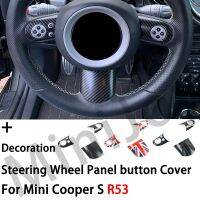 เคสสติกเกอร์สติ๊กเกอร์ฝาครอบปุ่มแผงพวงมาลัยยูเนี่ยนแจ็คสำหรับ R53 MINI COOPER S R52อุปกรณ์แต่งรถเปิดประทุน