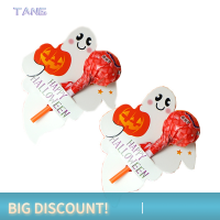 ?【Lowest price】TANG 50ชิ้นการ์ดแพคเกจลูกอมฮาโลวีนผีฟักทองอมยิ้มที่ใส่บิสกิตตกแต่งของขวัญเด็กบ้านอุปกรณ์ DIY