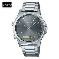 Velashop นาฬิกาข้อมือผู้ชายคาสิโอ Casio Standard Silver สายแสตนเลสสีเงิน หน้าปัดเทา รุ่น MTP-VC01D-8EUDF, MTP-VC01D-8E, MTP-VC01D