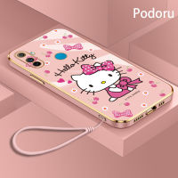 เคส OPPO Realme C3กล้อง3ตัวเรียบง่ายสุดหรูชุบทองเคสโทรศัพท์ Hello Kitty กรอบซิลิโคนแบบนิ่ม