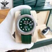 Comudir Đồng hồ nam với kim cương dát Dây đeo Silicon hợp thời trang và
