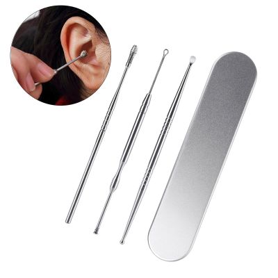 ไม้แคะหู Set Sendok หูเหล็กสแตนเลส3ชิ้น (อุปกรณ์เสริมสุขภาพ) เครื่องมือทำความสะอาดกำจัดขี้หูเครื่องทำความสะอาดที่ขูด