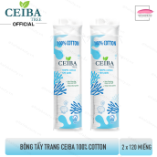 Combo 2 Túi Bông Tẩy Trang Ceiba 100% Cotton 120 miếng Bông Tẩy Trang Đạt