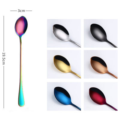 New 1pc 19.5*3cm Colorful Spoon Long Handle Spoons Flatware Coffee Drinking Tools Kitchen Gadget