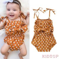 COD DSFERTEREERRE KIDSUP-Summer Baby Girl Romper Off-Shoulder Bowknot Floral Jumpsuit Outfit Kids Sunsuit