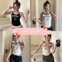 DD SHOPพร้อมส่ง M1509 เสื้อกล้ามไหมพรม ทรงรัดรูปใส่สบายไตล์เกาหลี