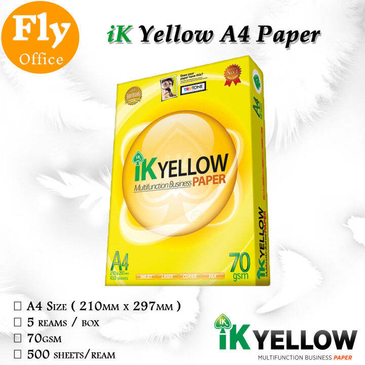 iK Yellow A4 Copier Paper 70Gsm 500 sheets / 1 ream | Lazada