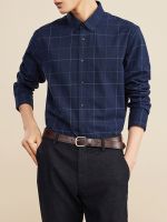 End of cabinet/drop 220 High-end floral plaid autumn mens casual long-sleeved shirts Simple business fashion shirts 【JYUE】