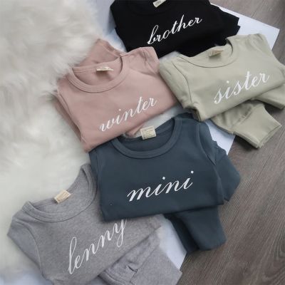 （Good baby store） 2022 Custom Kids Children Winter Pyjamas Suit Solid Cotton Cute Warm Homewear Pajamas Boy Girl Personalized Sleepwear Clothes