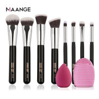 Maange Pro Makeup Brush set พรีเมี่ยมสังเคราะห์สำหรับแป้งผสมรองพื้นปัดแก้มอายแชโดว์ + แปรงซักผ้าเครื่องมือ