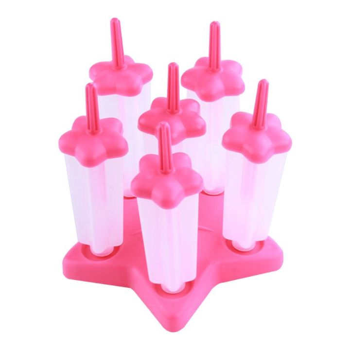 แม่พิมพ์ไอศกรีมแช่แข็งทรงสี่เหลี่ยม-รูปดาวห้าแฉก6เซลล์พร้อมที่ใส่เครื่องทำไอติม-ice-lo