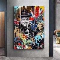 ภาพยนตร์ที่มีชื่อเสียง Star Graffiti โปสเตอร์ England Queen Elizabeth ภาพวาดผ้าใบ Street Pop Art ภาพผนังสำหรับ Home Living Room Decor New