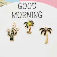 【YD】 10pcs/bag Rhinestone Cactus Enamel Charms Tag Earring Keychain Floating for Jewelry Accessories