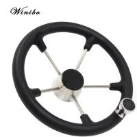 Winibo Made Boat Marine 5 Spoke Destroyer Steering Wheel with Black Foam Grip and Knob