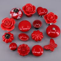 ℗❅ 1PC Red Knobs and Pulls for Cabinet Dresser Kids Cupboard Kitchen Drawer Handles Ceramic furniture Door Knobs